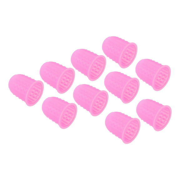 Uxcell Rubber Finger Tips Silicone Thumb Fingertip Protector Guard Thimble Pink Medium Size 10 Pack
