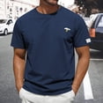 thumbnail image 2 of Rggeeun Men'S T-Shirts Solid Color Short Sleeve Crew Neck Soft Breathable Loose Fit for Summer Everyday Wear Leisure Tee,Navy,Xxxl, 2 of 9
