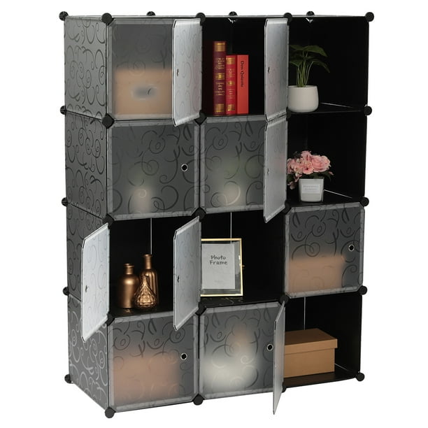 12Cube Closet Organizer, Plastic Modular Cube Storage Shelves Rack, Closet Storage Shelves with