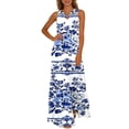 thumbnail image 2 of Otvok Womens Summer Maxi Dress Sleeveless V Neck Floral Print Lightweight Flowy Beach Resort Dress Elegant Long Sundress Soft Tank Dress, 2 of 6