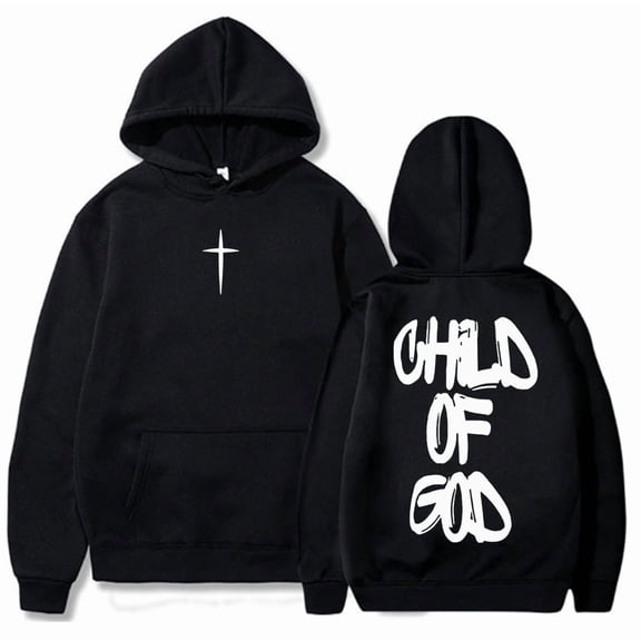 Child of God Jesus Faith Christian Hoodies Winter Warm Fleece Hooded Sweatshirt Letter Graphic Printing Pullover