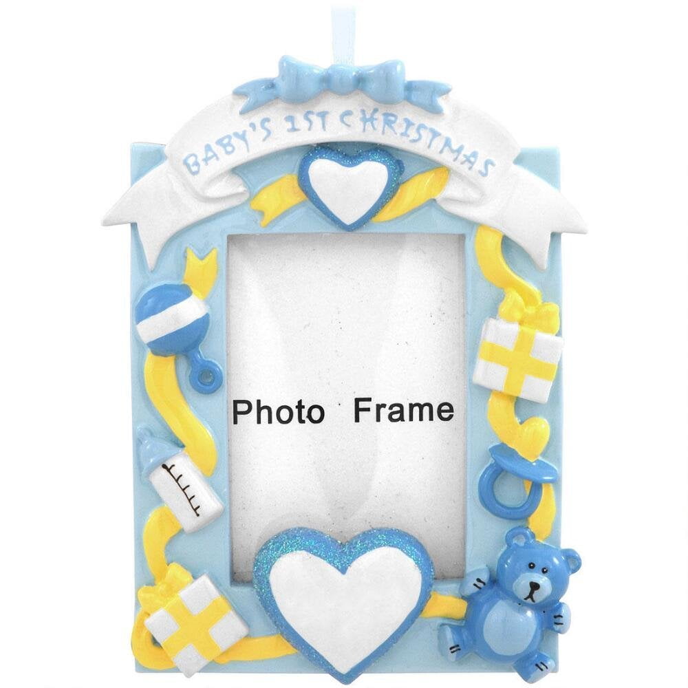 Baby's 1st Photo Blue Personalized Christmas Ornament DO-IT-YOURSELF