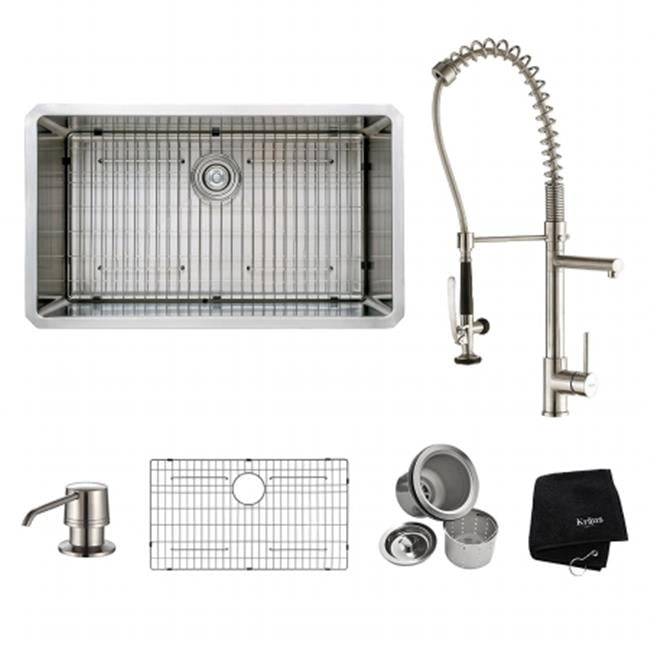 Kraus Khu100 32 Kpf1602 Ksd30ss In 16 Gauge Undermount Single Kraus Khu100 32 Kpf1602 Ksd30ss In 16 Gauge Undermount Single Bowl Kitchen Sink With Commercial Style Faucet Soap Dispenser Stainless Steel
