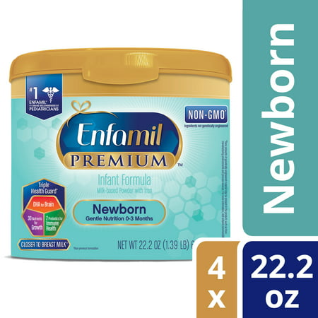 Enfamil Newborn PREMIUM Infant Formula (4 Pack) Powder 22.2 Ounce Reusable (Whats The Best Formula For Newborns)