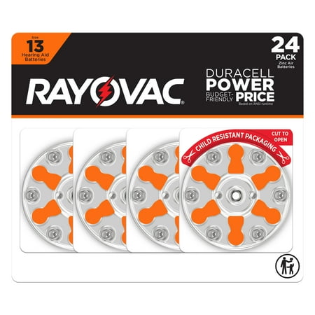 Rayovac Size 13 Hearing Aid Batteries, 24 Pack