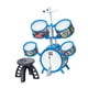 thumbnail image 5 of Juego de batería para niños, juguete educativo para el día de los niños, PVC, incluye baquetas, taburete, juguete musical para conciertos, actividades Borde de color azul, 5 of 8