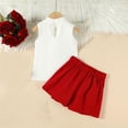 thumbnail image 6 of Fesfesfes Outfits For Kids Kids Girls Summer Outfits Toddler Girls Short Sleeve Shirts Tops Pleated Skirt Set 2Pcs Clothing For Girls 2-8 Years, 6 of 7