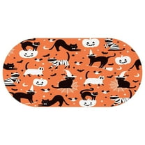 Halloween Spooky Black Cats Pumpkin Table Cloth Water Resistant Oval Tablecloths Spillproof Table Covers for Parties Holiday Dinner Heavy Weight Tabletop Cover Kitchen 60x120 Inch