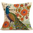 thumbnail image 5 of Juego de 4 fundas de almohada de pavo real, fundas de almohada cuadradas decorativas, funda de cojín de lino y algodón, 18.0 x 18.0 in (pavo real), 5 of 5