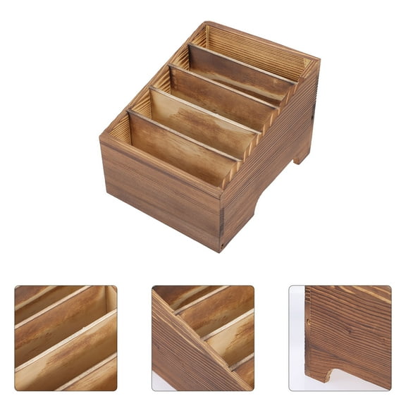 Nicehomfit Wooden Multi-Grid Phone Storage Box Coffee Color Desktop Organizer for Office Use
