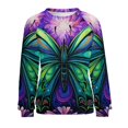 thumbnail image 7 of Wildflowers Butterfly Women's Floral Printed Sweatshirt Long Sleeve Crewneck Casual Loose Vintage Graphic Pullover Tops, 7 of 7