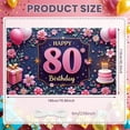 thumbnail image 2 of Pink Floral 80th Birthday Banner Golden Accents Display Sparkling Design Balloon Decor 80th Celebration Backdrop for 80th Birthday Party Elderly Celebration Milestone Event, 2 of 4