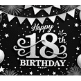 thumbnail image 3 of Black and White Theme Happy Birthday Banner Decorative Balloons 18th Birthday Banner Polyester Material Milestone Celebration for Birthday Party Teen Celebration Indoor Decoration, 3 of 7
