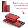 thumbnail image 6 of 2 in 1 Wallet Case for Samsung Galaxy S25 Ultra for Women Men, Detachable Cards Holder Magnetic Back Cover Stand Feature Shockproof Premium PU Leather Phone Cover for Samsung Galaxy S25 Ultra, Red, 6 of 12