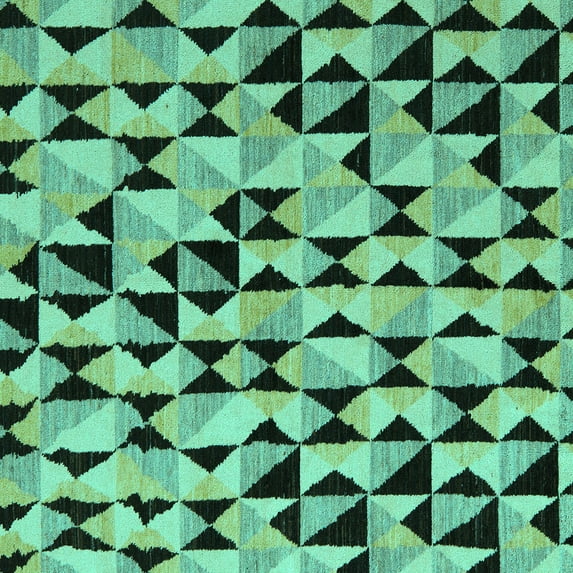 Ahgly Company Indoor Square Abstract Turquoise Blue Modern Area Rugs, 3' Square