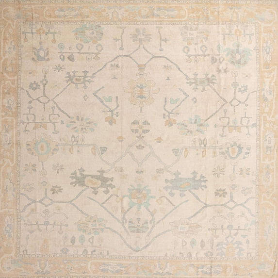 Ahgly Company Machine Washable Indoor Square Abstract Deep Peach Orange Area Rugs, 4' Square