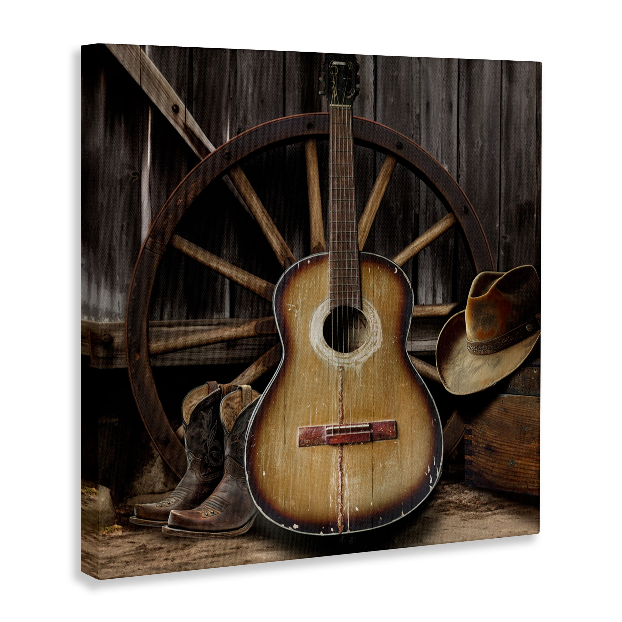 Stupell Industries Rustic Western Guitar with Hat Canvas Wall Art, design by CAD Designs
