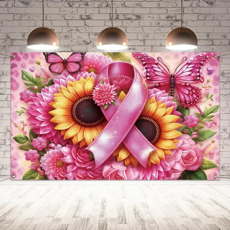 Breast Cancer Awareness Backdrop for Photography Breast Cancer Banner Pink Ribbon Breast Cancer Awareness Decorations and Supplies for Home Office Breast Cancer Awareness Backdrop for Photography Breast Cancer Banner Pink Ribbon Breast Cancer Awareness Decorations and Supplies for Home Office