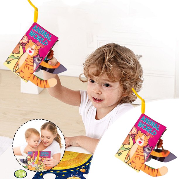 Libros de tela para educación temprana, diseño de rasgado a mano, páginas de tela suave, para niños pequeños, aprendizaje preeducativo, material duradero, libros de actividades, libros para