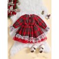 thumbnail image 4 of Christmas Dress Toddler Kid Girl Lace Trim Plaid Tulle Party Dress 6M 12M 18M 24M 3Y 4Y 5Y Little Girl Ruched Long Sleeve Princess Xmas Dress, 4 of 10