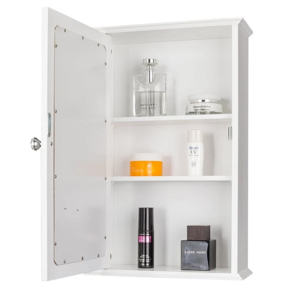 COTINSE White Bathroom Wall Cabinet with Mirror Door, Small Medicine Cabinet & Wall-Mounted Storage Organizer for Skincare & Toiletries
