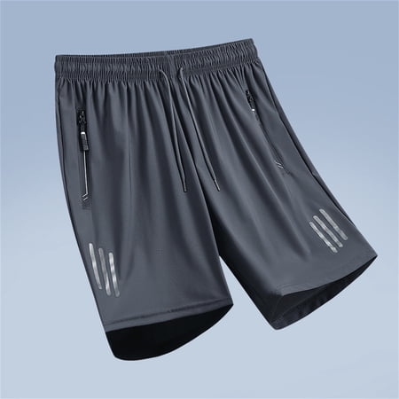 Glisme Men Shorts Casual Ice Silk Sport Shorts With Pocket Elastic Waist Drawstring Shorts Fitness Training Outdoor Pants For Men Trip Work Camping Fishing Golf Dark Gray