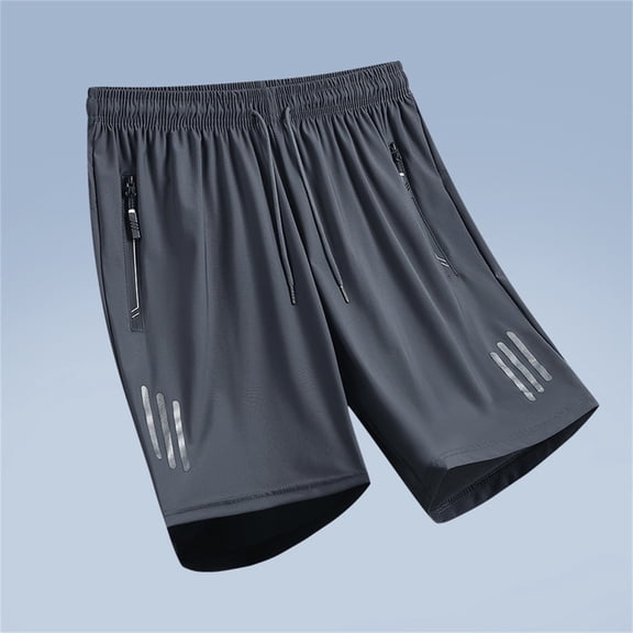 Glisme Men Shorts Casual Ice Silk Sport Shorts With Pocket Elastic Waist Drawstring Shorts Fitness Training Outdoor Pants Stretch Activewear Dark Gray