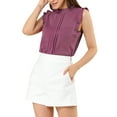 thumbnail image 6 of INSPIRE CHIC Women's Sleeveless Blouse Ruffled Pleated Wear-to-Work Chic Blouse L Dark Purple, 6 of 9