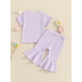 thumbnail image 5 of FEORJGP Kid Little Girls Solid Pants Set 6M 12M 18M 2T 3T 4T Toddler Baby Short Sleeve T-shirt Crew Neck Tops with Flare Pants Infant Casual Fashion Comfy Summer Outfit for Daily Holiday, 5 of 7