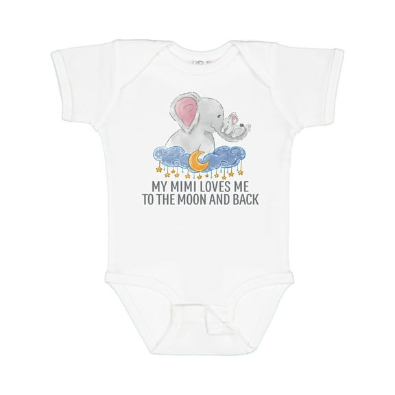 Inktastic My Mimi Loves Me to the Moon and Back Elephants in Clouds Boys or Girls Baby Bodysuit