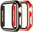 thumbnail image 1 of 2 Pack Cases Compatible with Apple Watch Case 41mm Series 7 Built in Tempered Glass Screen Protector Ultra-Thin Bumper Full Coverage iWatch Protective Cover for Men Women, 1 of 6