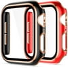 2 Pack Cases Compatible with Apple Watch Case 41mm Series 7 Built in Tempered Glass Screen Protector Ultra-Thin Bumper Full Coverage iWatch Protective Cover for Men Women