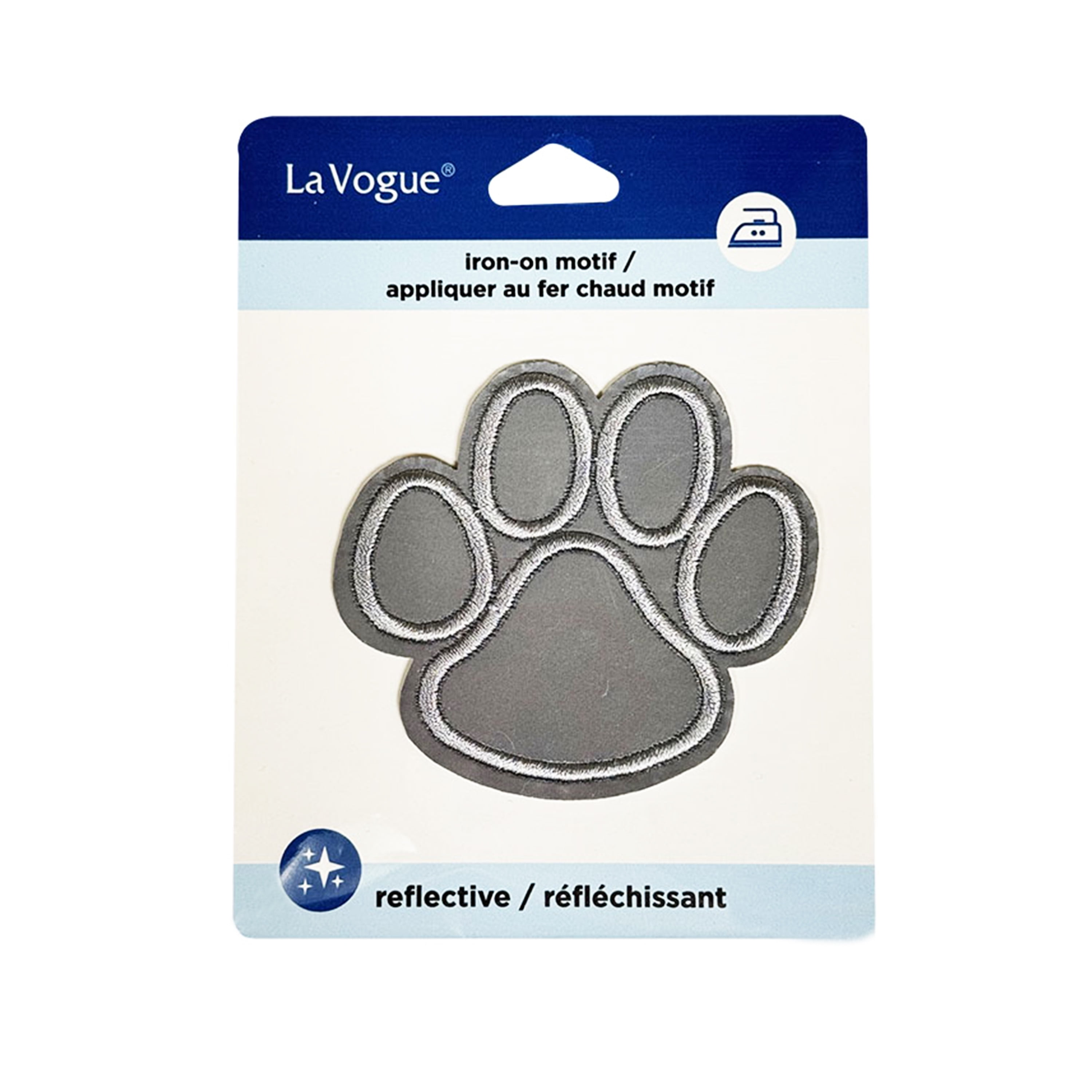 Patch thermocollant brodé patte réfléchissante LA VOGUE, 1 pièce — ~11,43 × 8,89 cm (4,5 × 3,5 po)