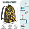 thumbnail image 5 of Black Sunflower Backpack for School,Cute School Bag,Schoolbag with Adjustable Shoulder Straps & Padded Back,16.9 Inch, 5 of 5