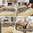 thumbnail image 5 of Large Area Rugs for Living Room Bedroom, Vintage Anchor Nautical 8'x10' Rug Washable Carpet Runner Indoor Outdoor, Coastal Compass Brown Non Slip Floor Mats Rug for Kitchen, Patio, 5 of 8