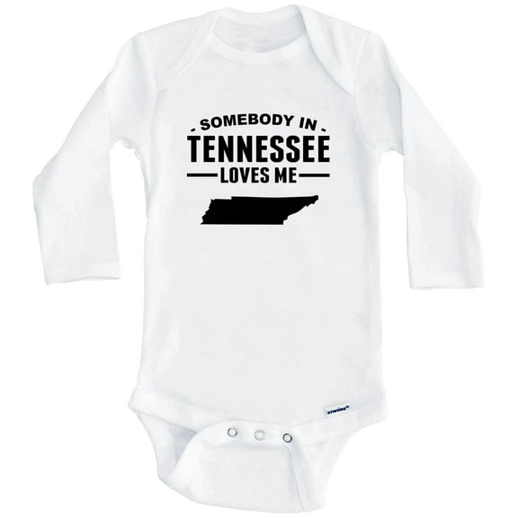 Somebody In Tennessee Loves Me One Piece Baby Bodysuit - Tennessee Baby Bodysuit (Long Sleeve), 6-9 Months White