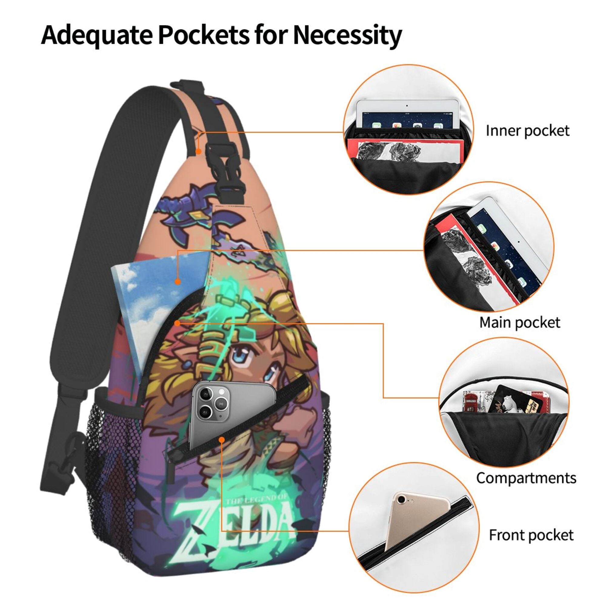 The Legend Of Zelda Sling Bag Crossbody Sling Backpack Chest Bag Daypack Purses Shoulder Bag For Women Men Travel Hiking