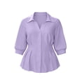 thumbnail image 7 of Timegard 3/4 Length Sleeve Womens Tops Lapel V Neck Dressy Casual Tops Tunic Tops Ruched Button down Shirts Tops(Purple,XL), 7 of 7
