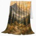 thumbnail image 2 of Misty Mountain Valley Path Through Evergreen Meadow Autumn, Peaceful Mountain Lake Scene, Warm Flannel Blanket for Cabin and Lodge, Outdoor Lovers Thanksgiving Gift, Artistic Home Decor, 2 of 9