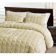 thumbnail image 3 of Chezmoi Collection Piers Beige Velvet Quilt Oversized King Set, 3-Piece Plush Distressed Velvet Bedding All Season Lightweight Bedspread, Brushed Microfiber Reverse with Double Square Stitch, 3 of 9