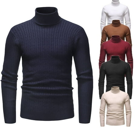 Winter Men Slim Warm Knit High Neck Pullover Jumper Sweater Top Turtleneck Solid