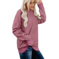 thumbnail image 3 of Sweat-shirts Unis Décontractés à Manches Longues et Col Rond Pulls Amples pour Femmes, 3 of 5