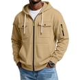 thumbnail image 3 of Nestiefly Cargo Hoodies For Men Zip Up Hooded Sweatshirt Athletic Jackets Lightweight Long Sleeve Jacket With Pockets Camel S, 3 of 8