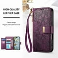 thumbnail image 4 of For Motorola Moto Edge 60 5G Wallet Case with Card,PU Leather Phone Case Flip Protective Cover Wrist Strap Zipper Credit Card Slots Magnetic Snap Protective Cover,Purple, 4 of 7