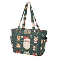 thumbnail image 2 of FORMRS Tote Bag for Women Quilted Large Capacity Travel Work Carry On Shoulder Handbag, Green Christmas, 2 of 7