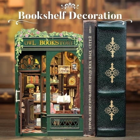 3D Wooden Booknook Kit DIY Miniature Library Dollhouse Craft - Christmas Gift