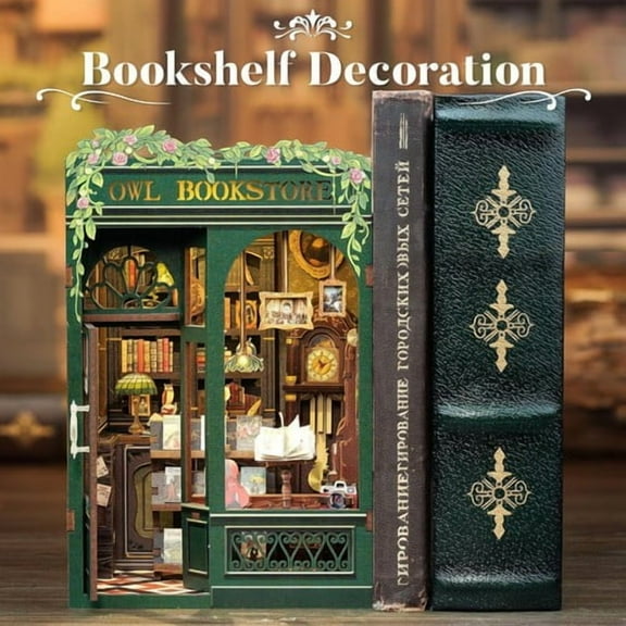 3D Wooden Booknook Kit DIY Miniature Library Dollhouse Craft - Christmas Gift