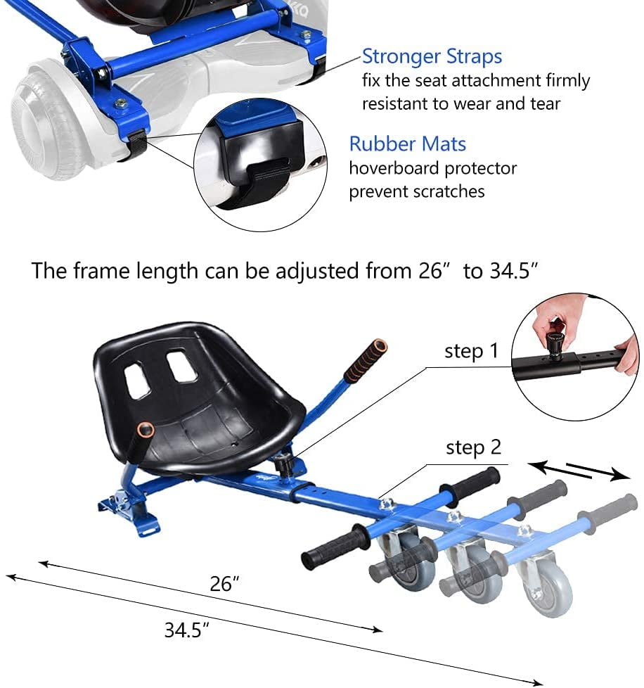 Wonder Wheels Hover Kart Go Kart Adjustable Seat Attachment for 6.5" Hover-Rider Buggy - Blue