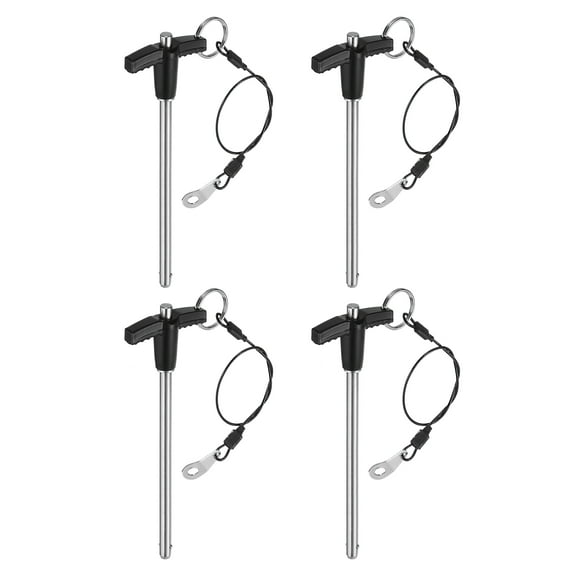Uxcell 4Pack T Handle Lock Pins, 6mm x 90mm Usage Length Stainless Steel Push-Button Quick Release Pin