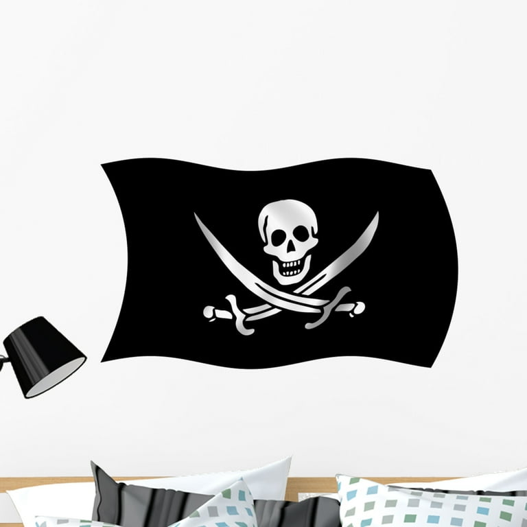 Piraten Fahne Pirate Flag Wall Decal by Wallmonkeys Peel and Stick Graphic  (36 in W x 22 in H) WM277764 